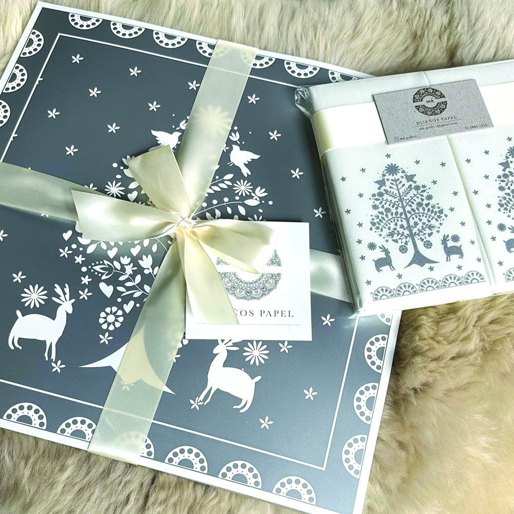 Individuales Papel Picado Navidad Grises