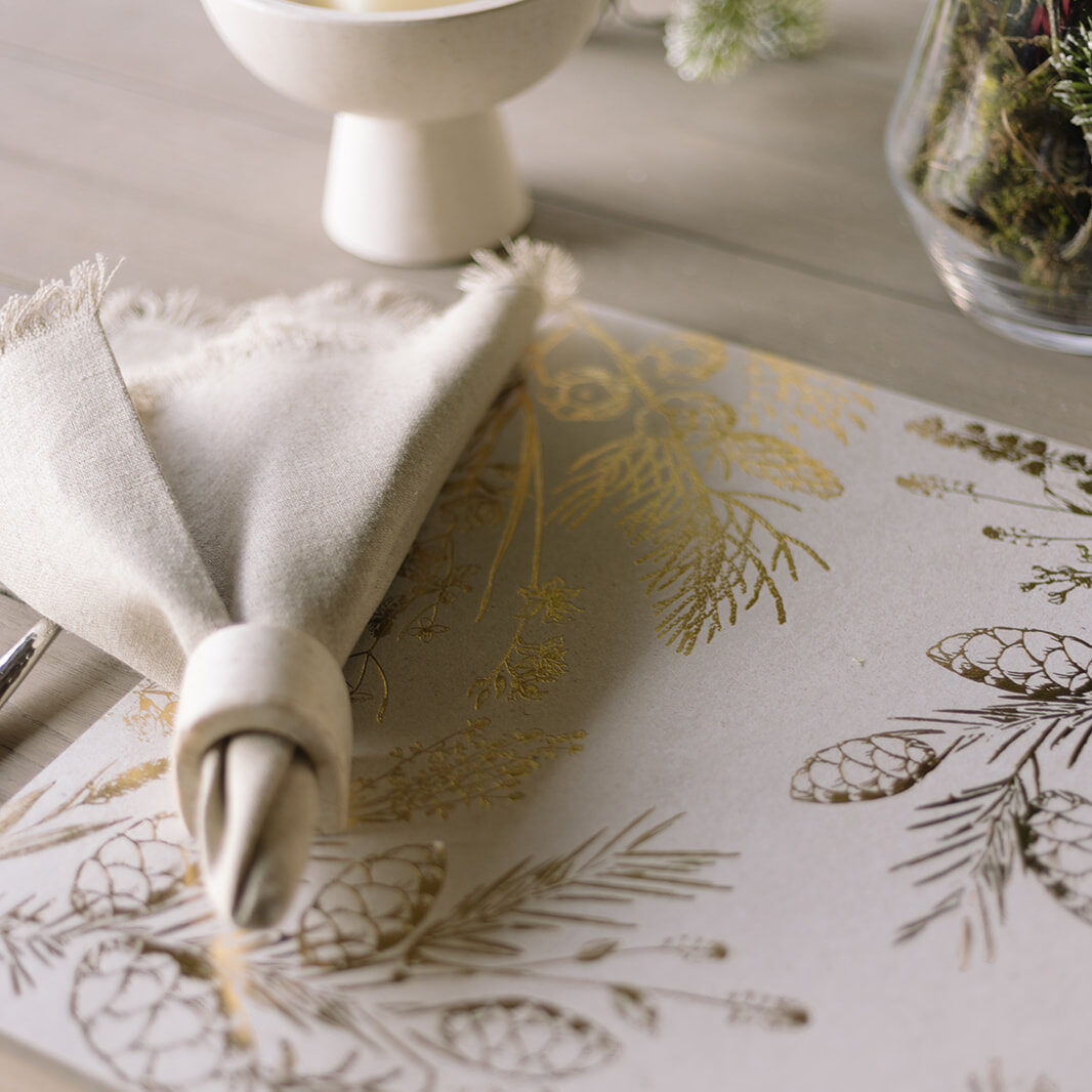 Individuales Ramas Gris Dorado