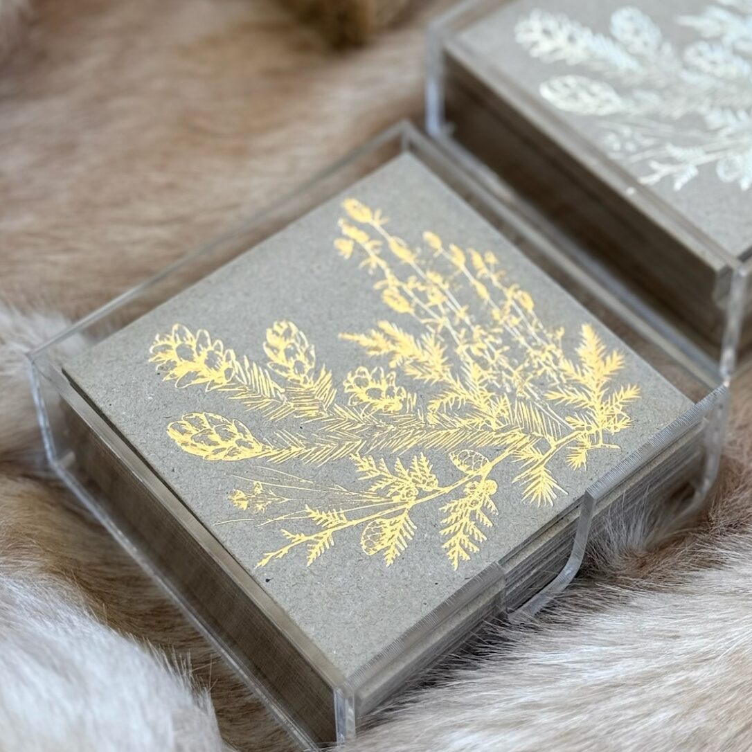 Portavasos Rama Gris Dorado