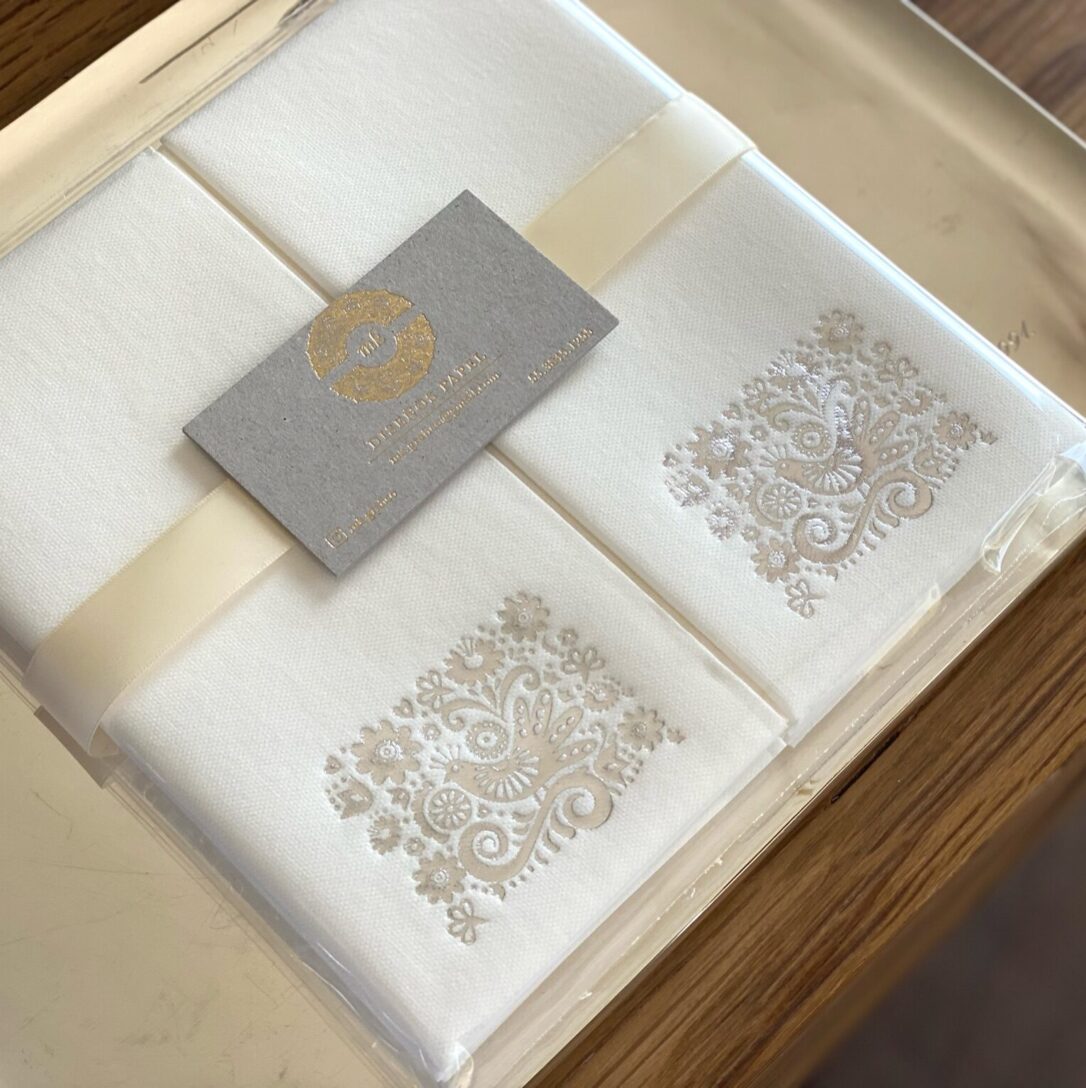 Servilletas Mexicanas Blanco Plateado